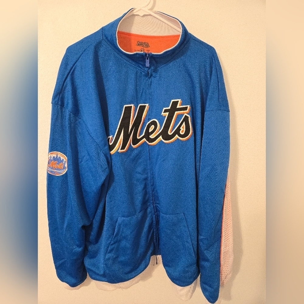 New York Mets MLB Stitches Embroidered Track Zip Up Jacket Mens Size XXL EUC Bas